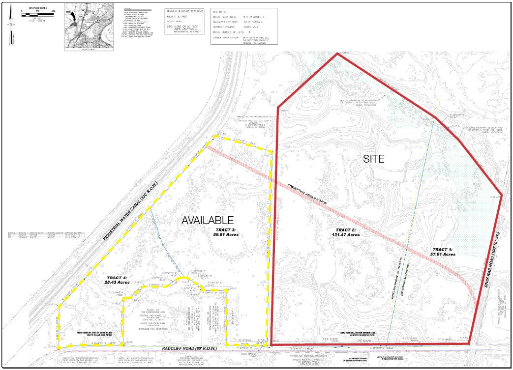 Aerial site view of Mobile Gateway Park land